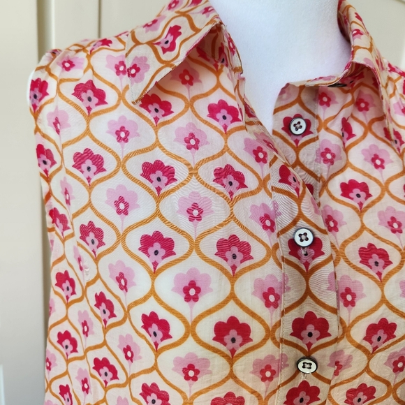 Cabi Bungalow Top Spring 2023 Floral Print Pink Cute Pretty Sleeveless Small - Picture 5 of 13